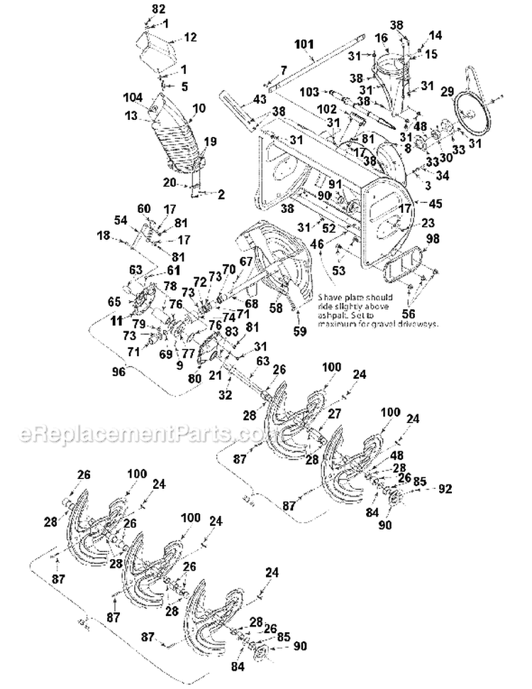 Page E Diagram and Parts List for 31AE9P3I801 2005-2 Yard Man Snow Blower
